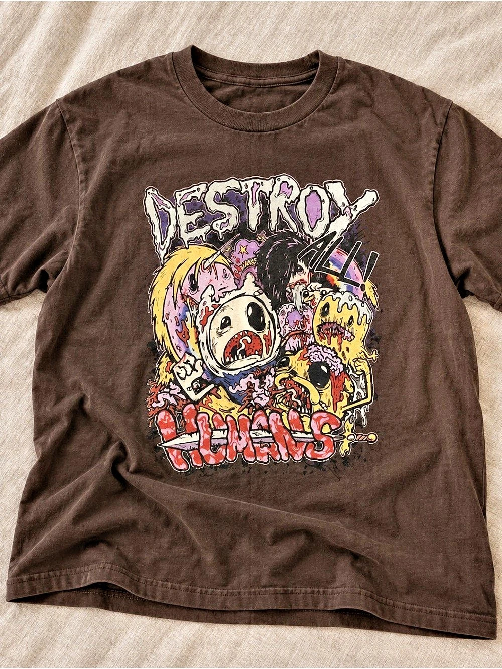 Destroy All Humans Gore-Grunge Graphic Tee – Dark Chocolate